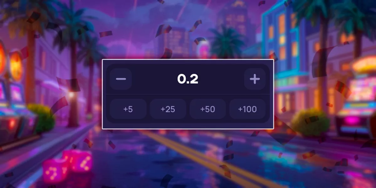 Choosing the bet amount in the game