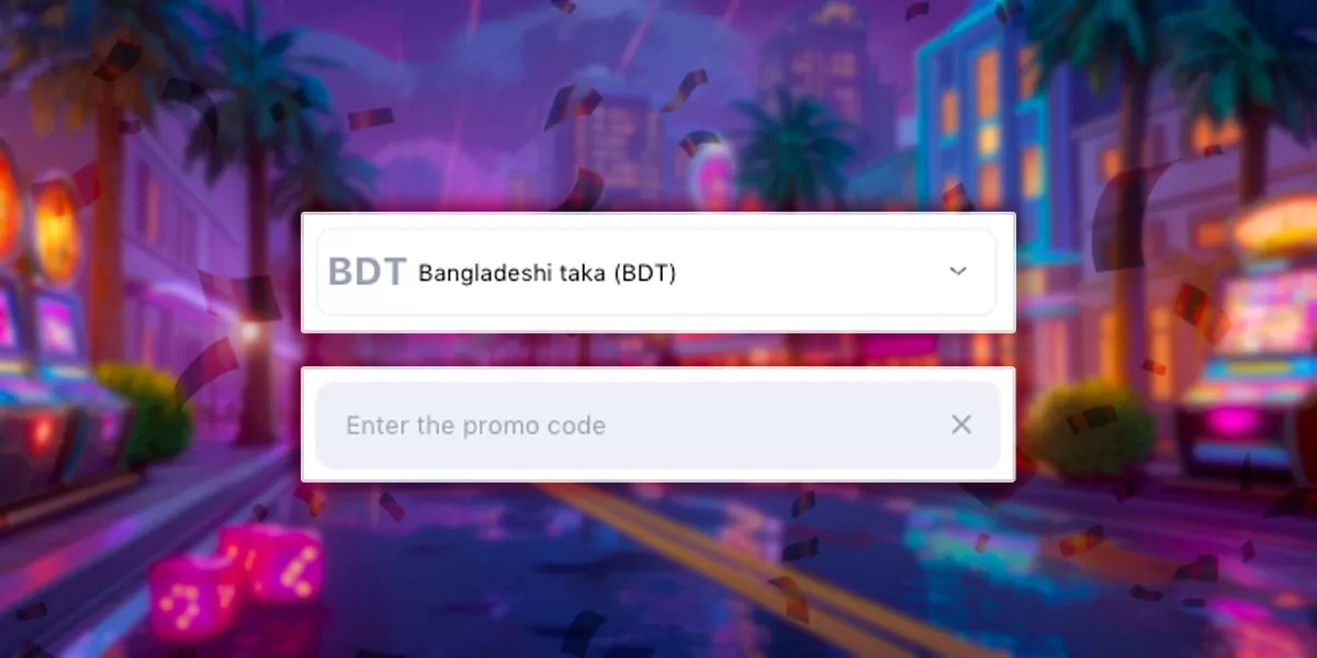 Select currency and enter promo code
