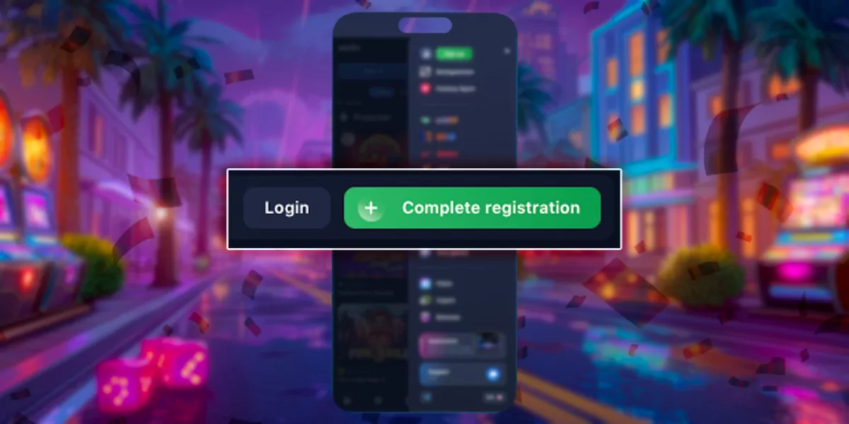 Clicking on the registration and login button in the application
